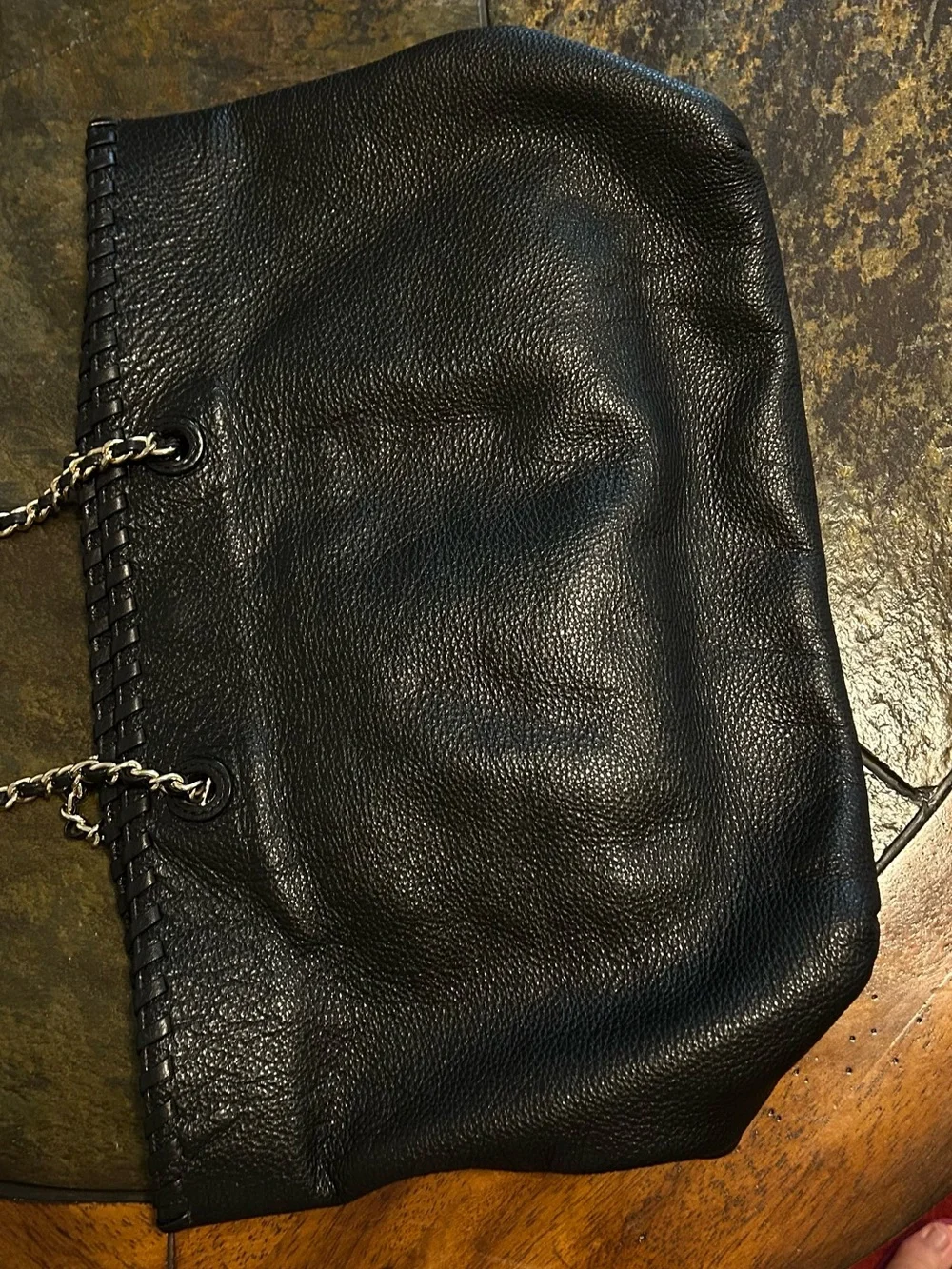 Tory Burch Black Pebbled Leather Chain-Handle Tote